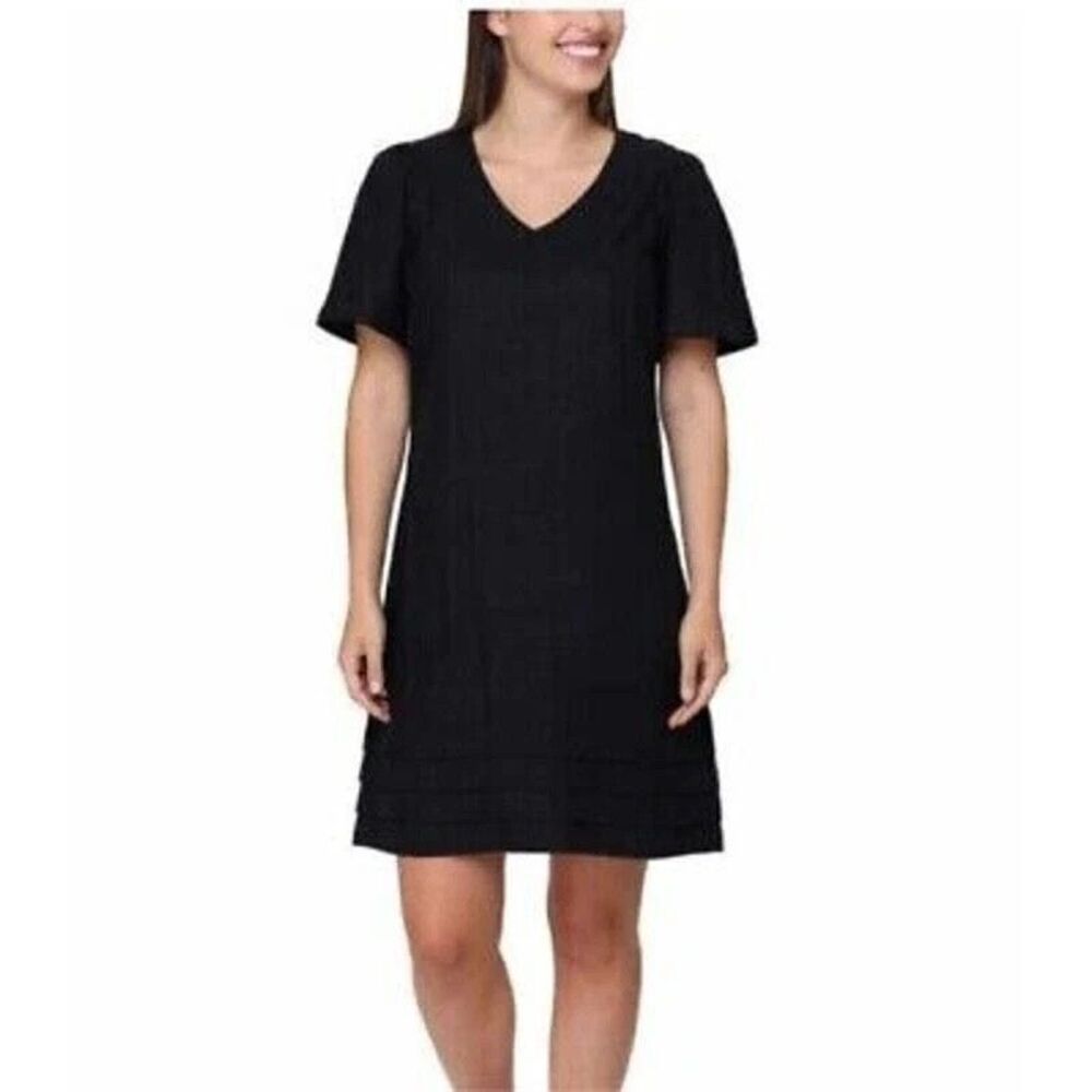 Nicole Miller Original Pleated Hem Linen Capsule Minimalist Shift Dress M